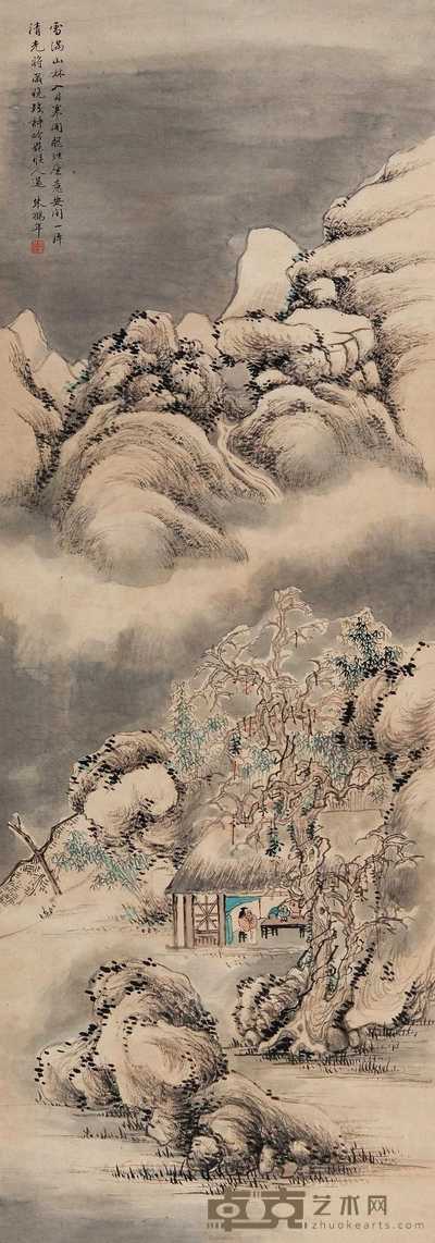 朱鹤年 1806年作 雪山幽居图 立轴 129×46cm